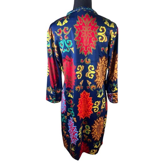 Gretchen Scott Colorful Mandarin Collar Stretch knee Length Dress Size LARGE - Picture 4 of 8